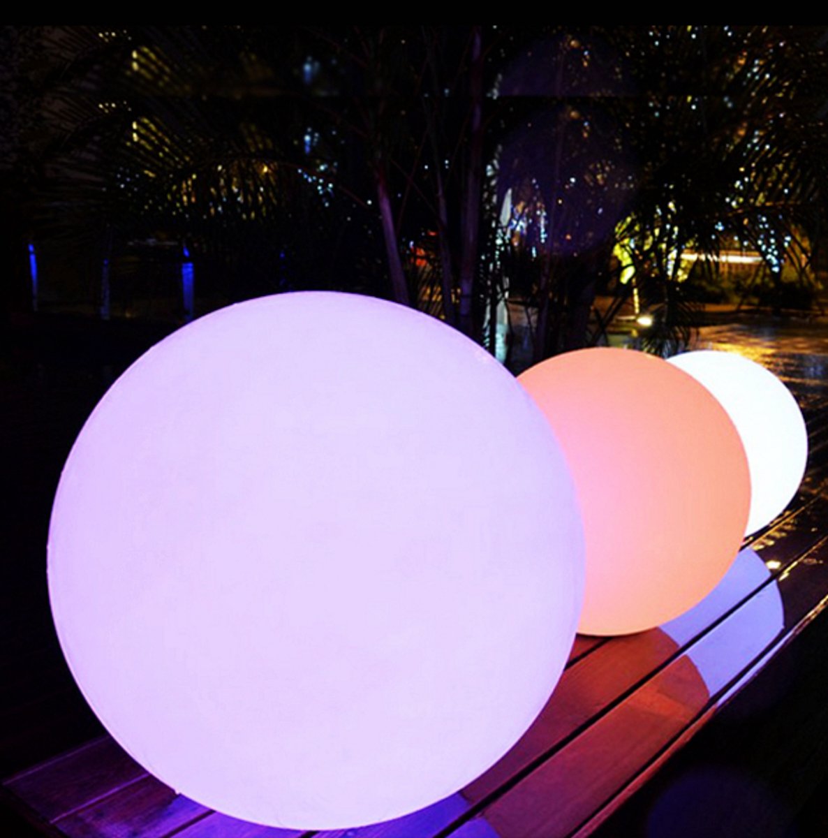 Set van 3 Tuinlampen Oplaadbare Bollen 25 , 30 en 35 cm LED RGB incl. Afstandsbediening -Funnylights Verona