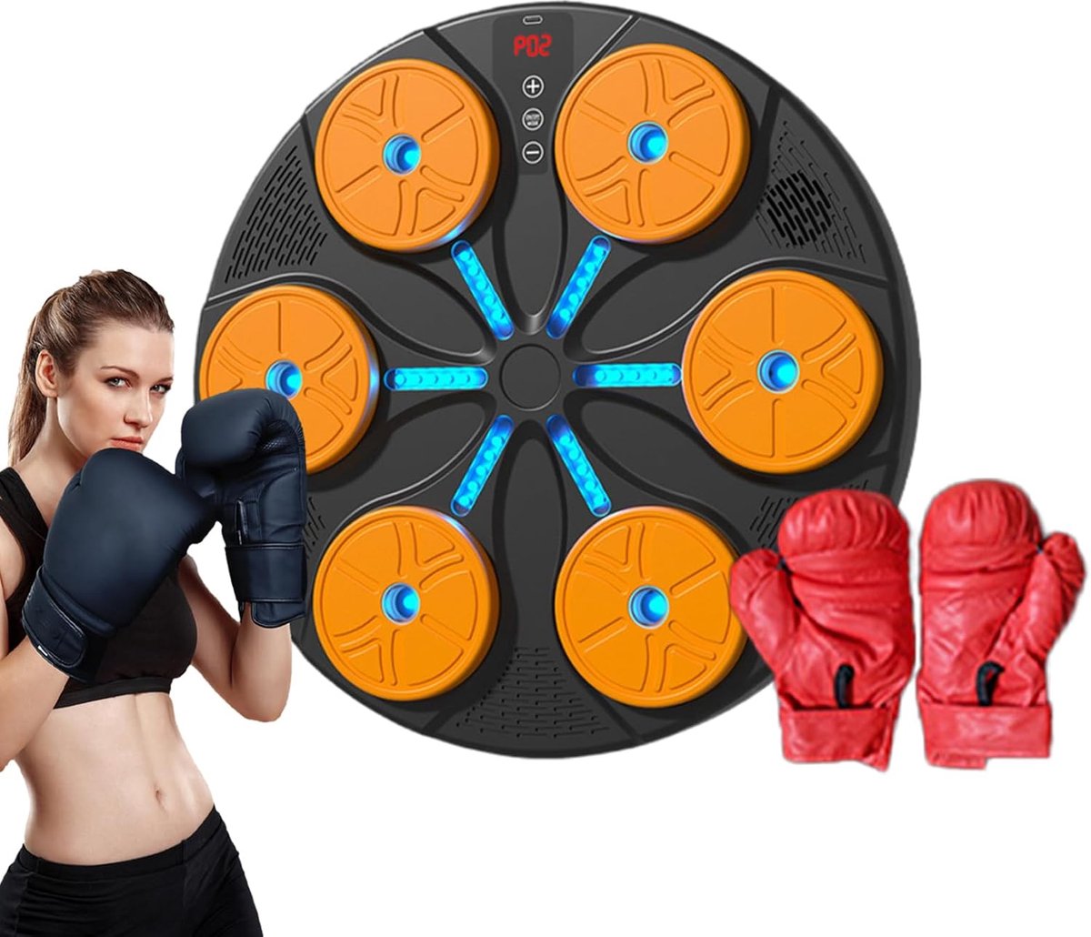 Muziek Boksmachine - Interactieve Trainer - Thuis Sporten - Wandmontage LED - 39x38x18 cm - Oranje