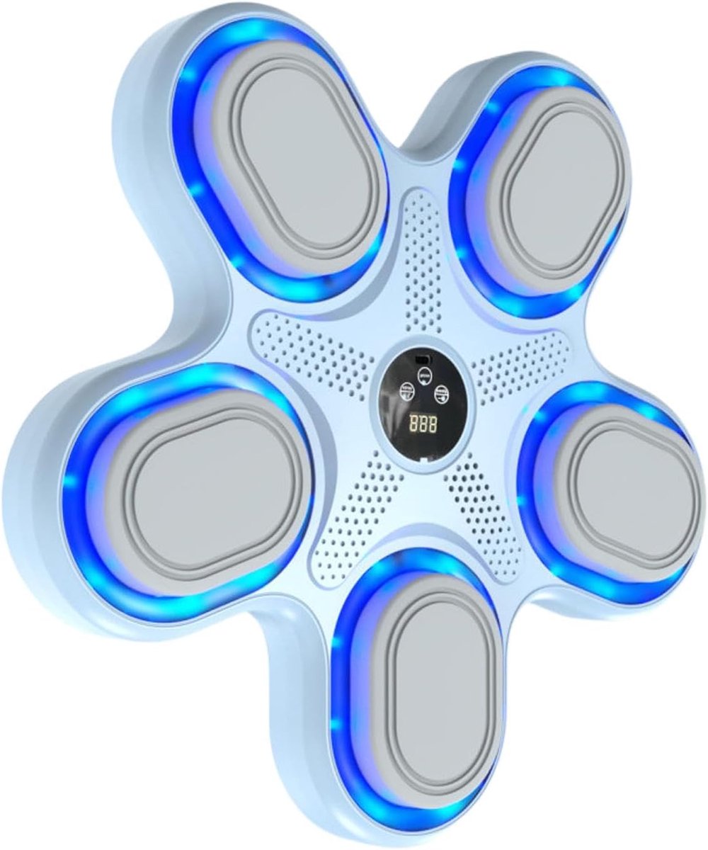 Muzikale Boksmachine - Wand Bokstrainer - Thuis Fitness - Dynamische LED Verlichting - 39x38x6cm - Blauw