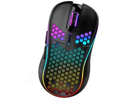 Kiraal Hero Pro Gaming Muis Zwart RGB – 2400 DPI – 8 Knoppen – Zwart – Lichtgewicht Hexagon Design – USB Receiver