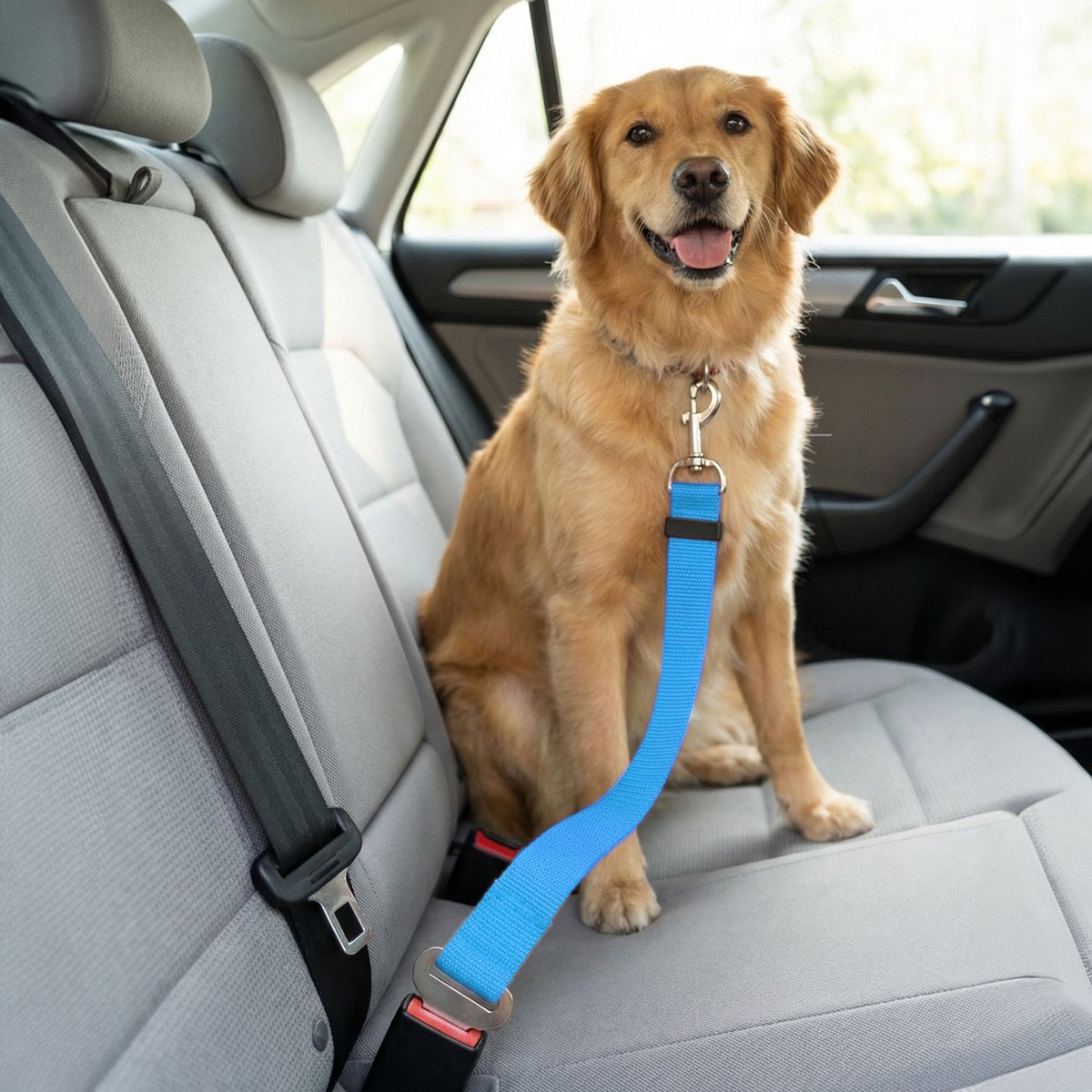 Autogordel Hondenriem 45–70 cm – Verstelbare Veiligheidsriem voor Hond – Autoriem met Karabijnhaak – Rood/Blauw/Zwart [55701]