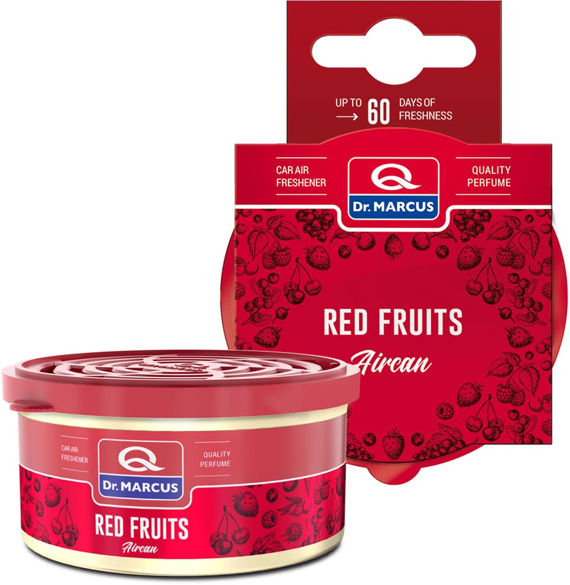 Dr. Marcus Aircan Red Fruits luchtverfrisser met neutrafresh technologie - Autogeurtje voor in de auto, thuis of kantoor - Tot 60 dagen geurverspreiding 40 gram