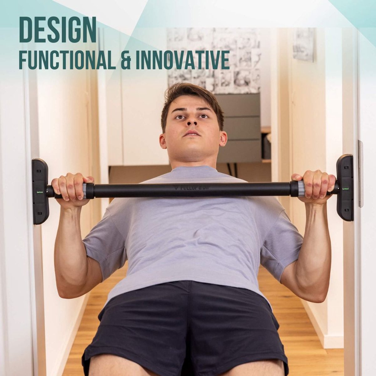 PULLUP & DIP Door - Telescopische Pull-up Stang - Zonder Schroeven - Verstelbaar Design - Antislip Grip thumbnail 3