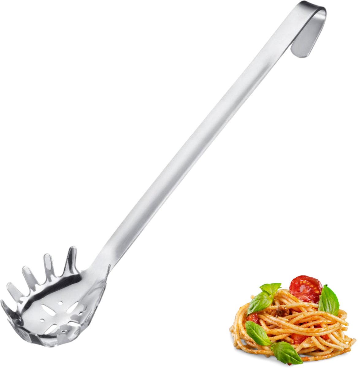 Westmark spaghettilepel Pro – roestvrijstalen pastalepel met ronde tanden – praktische pastalepel voor spaghetti, pasta en dergelijke – zilver, 39,5 cm