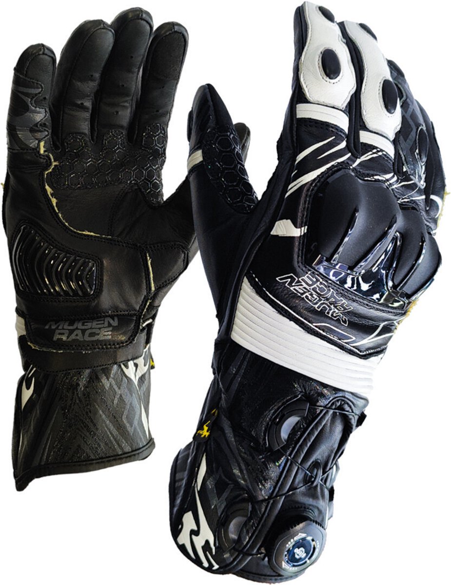 MUGENRACE Cowy Zwart Witte Handschoenen - Handschoen