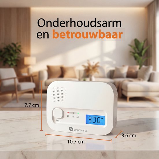 Smartwares FGA-13041 - Koolmonoxidemelder CO melder - 85 dB - Levensduur 10 jaar - BSI Gecertificeerd