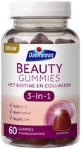 Pot met 60 Davitamon Beauty Gummies, frambozensmaak, suikervrij.