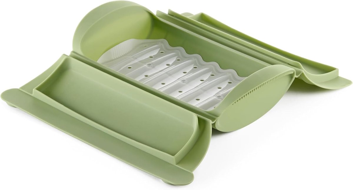 Stoomcontainer - Magnetron Stomer - Gezond Koken - Lichtgewicht Slijtvast - 650ml 1-2 Personen - Groen