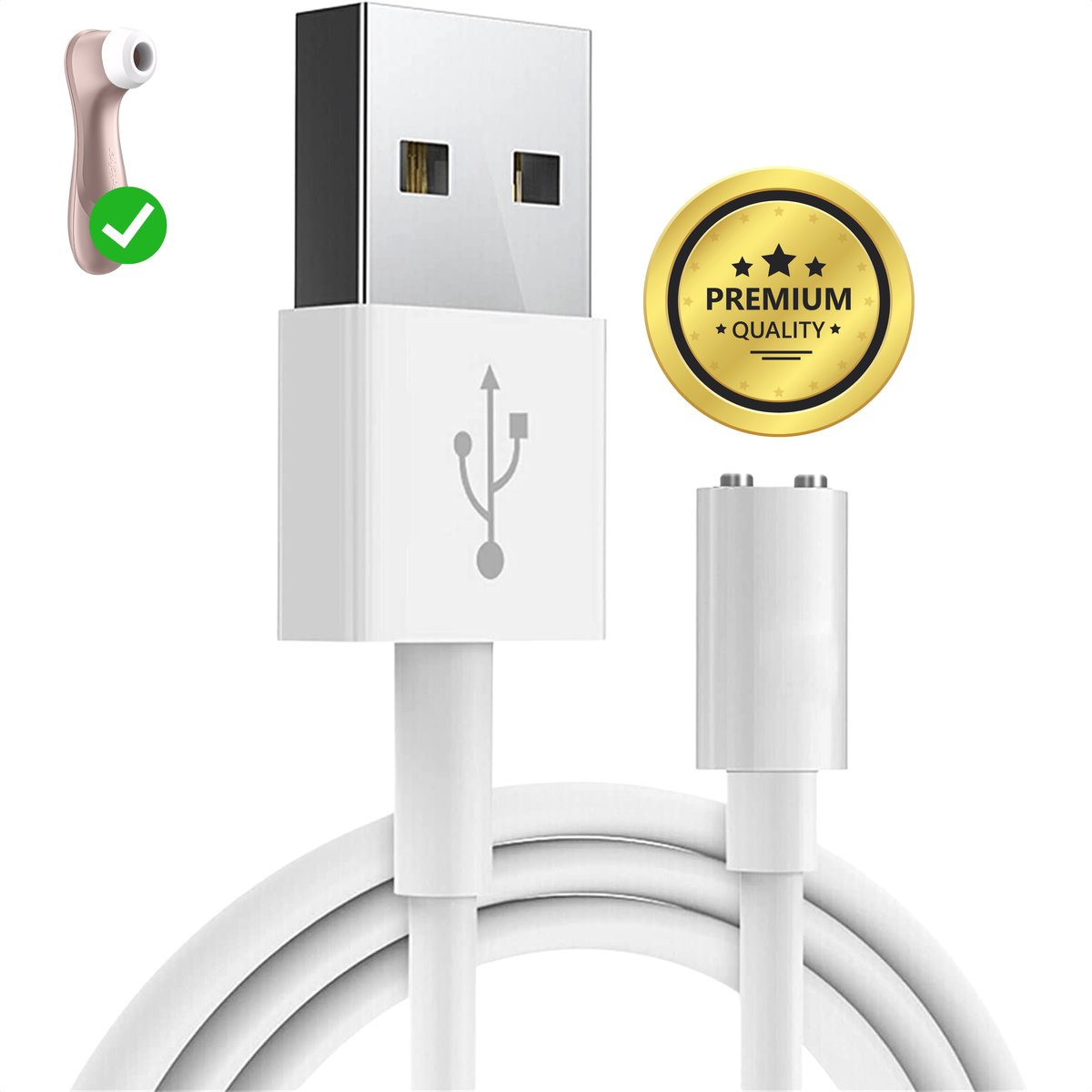Bol.com Niet-Magnetische Oplaadkabel - Vibrator en Satisfyer Oplader - Compatibel met o.a. Pro 2 Generation 1 & 2 (Next Generati... aanbieding