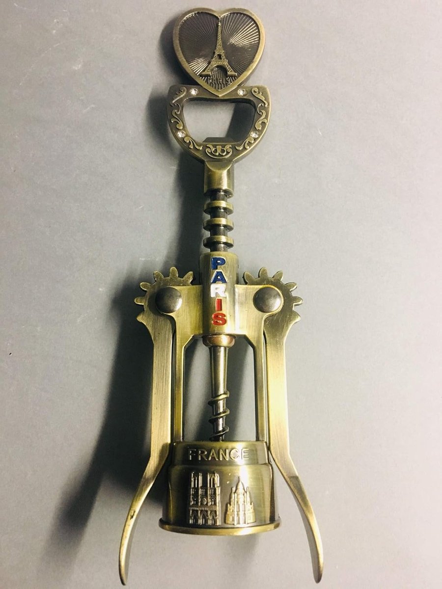 Kurkentrekker Metaal - Flesopener Wijn - Wijn Serveren - Eiffeltoren Design - 19 cm - Goud
