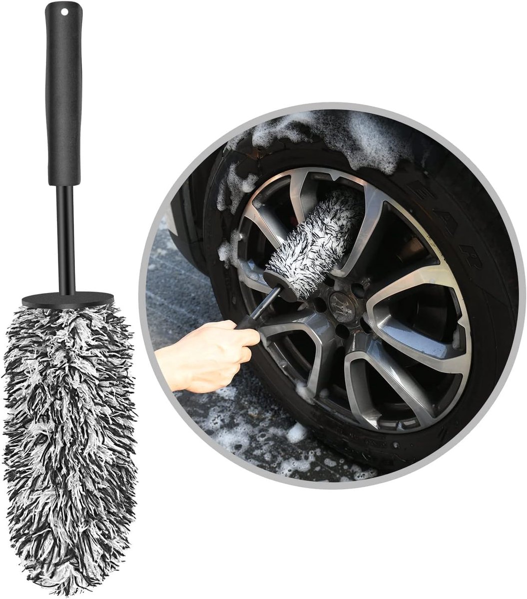 Velgenborstel Lange Steel - Microvezel Borstel - Auto Reinigen - Krasvrije Punt - 40 cm Lengte