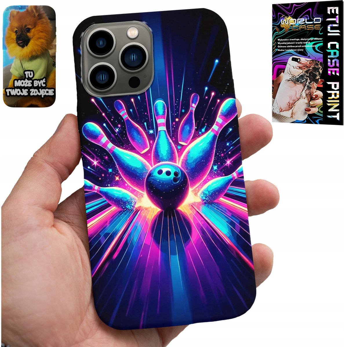 HOESJE VOOR IPHONE 13 PRO - BOWLING STRIKE COVER, ACHTERKANT