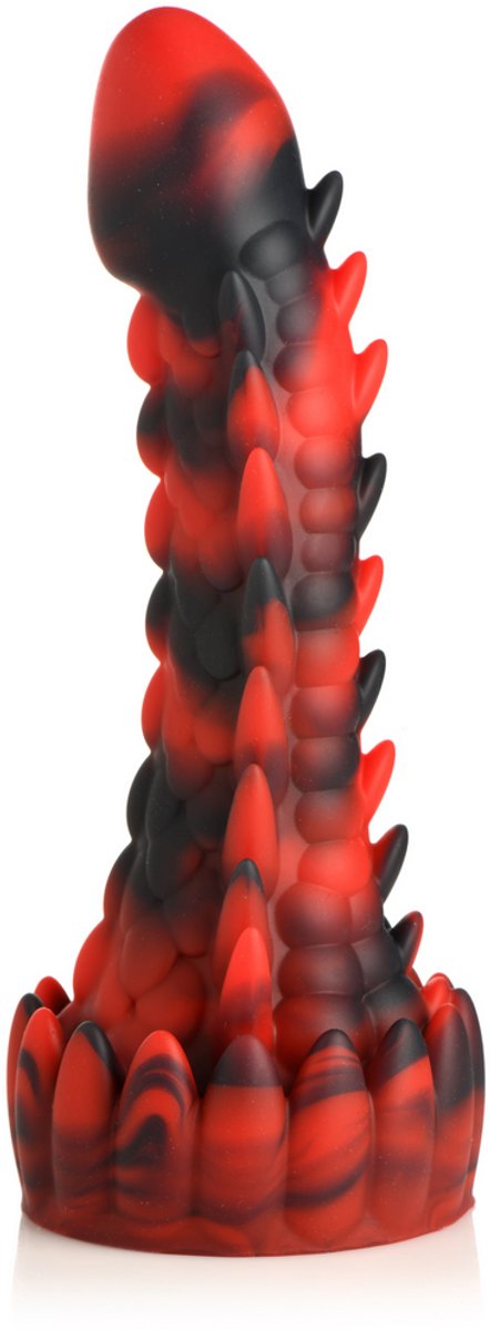 Demon Rising - Schubben Draak Siliconen Dildo - Rood/Zwart