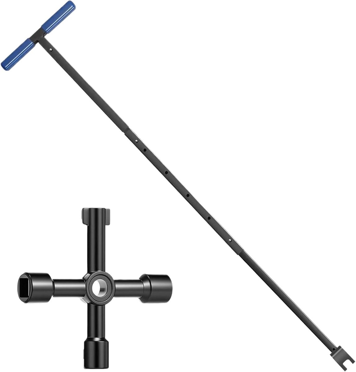 Watermeter T-stuk - Verstelbaar Gereedschap - Ventielen Openen - Ergonomisch Antislip - 94 cm Verstelbaar