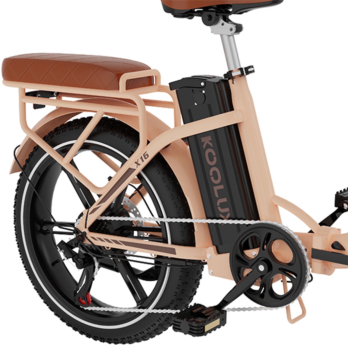KOOLUX | X16 Elektrische Vouwfiets | E-Bike | 20 x 3.0 Inch Dikke Banden | 48V 15.6Ah 750WhLithium Accu | 250 W Motor | Maximaal 25/u | Maximaal bereik 75km | 7-speed versnelling | LCD Scherm | Aluminium Frame | Beige – foto 6