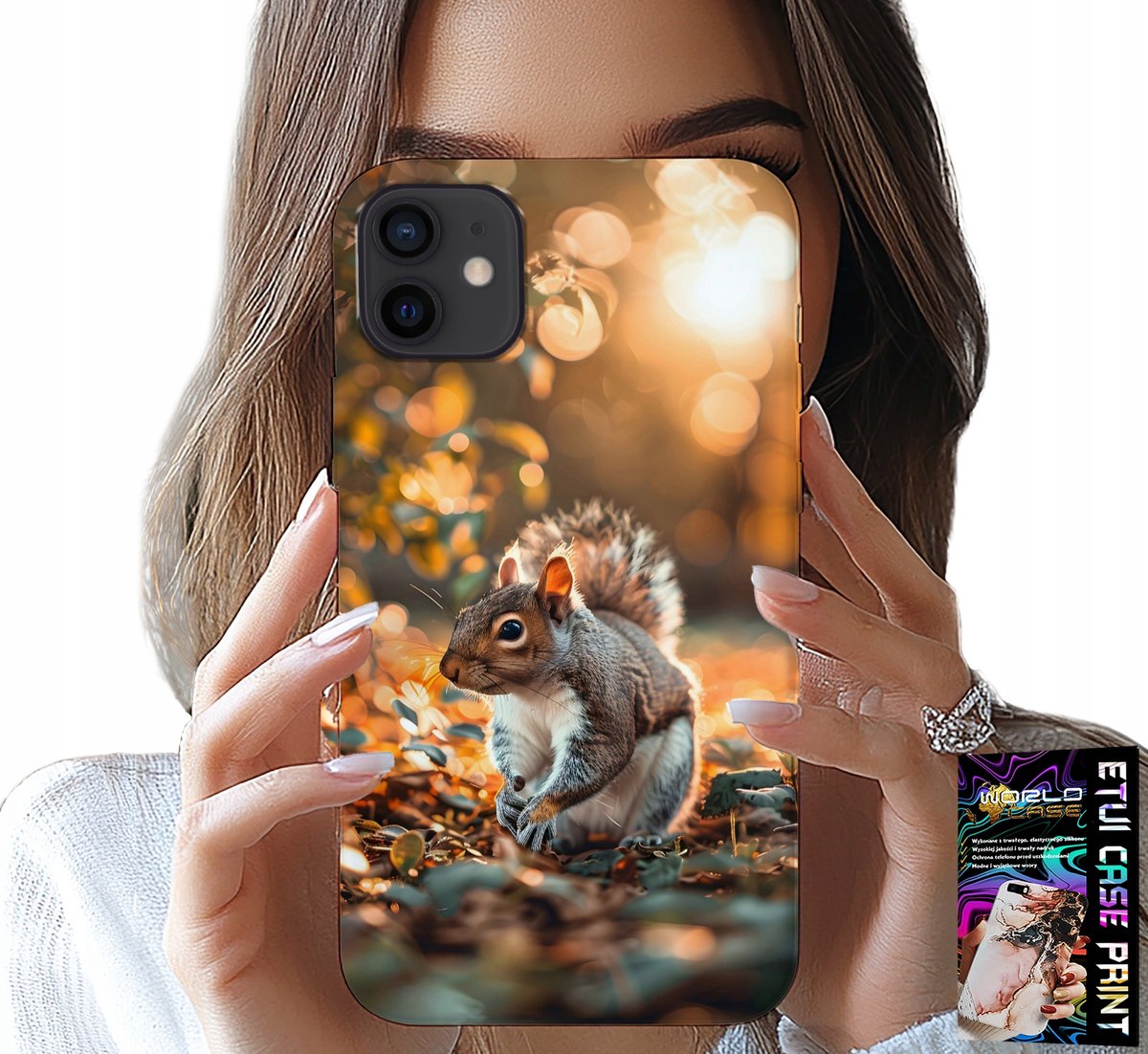 HOESJE VOOR IPHONE 13 MINI - SCHATTIGE EEKHOORN, HOESJE MET JE EIGEN MOTIEF