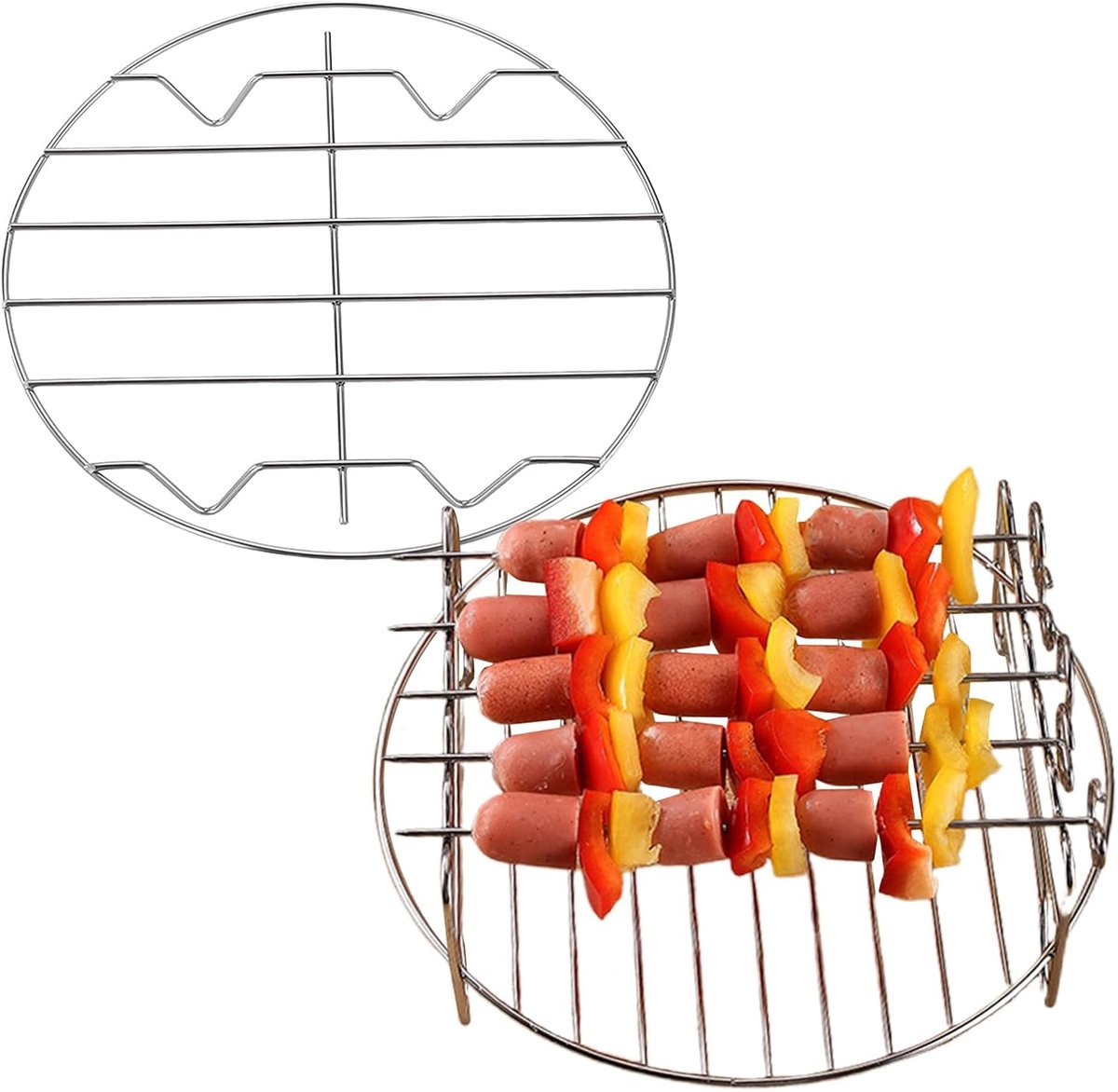 Airfryer Rooster - Stapelbaar Rek - Gezond Koken - Roestvrij Staal - 20 Cm Rond