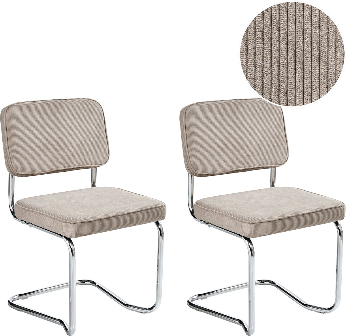 IRWIN - Eetkamerstoel set van 2 - Taupe - Corduroy