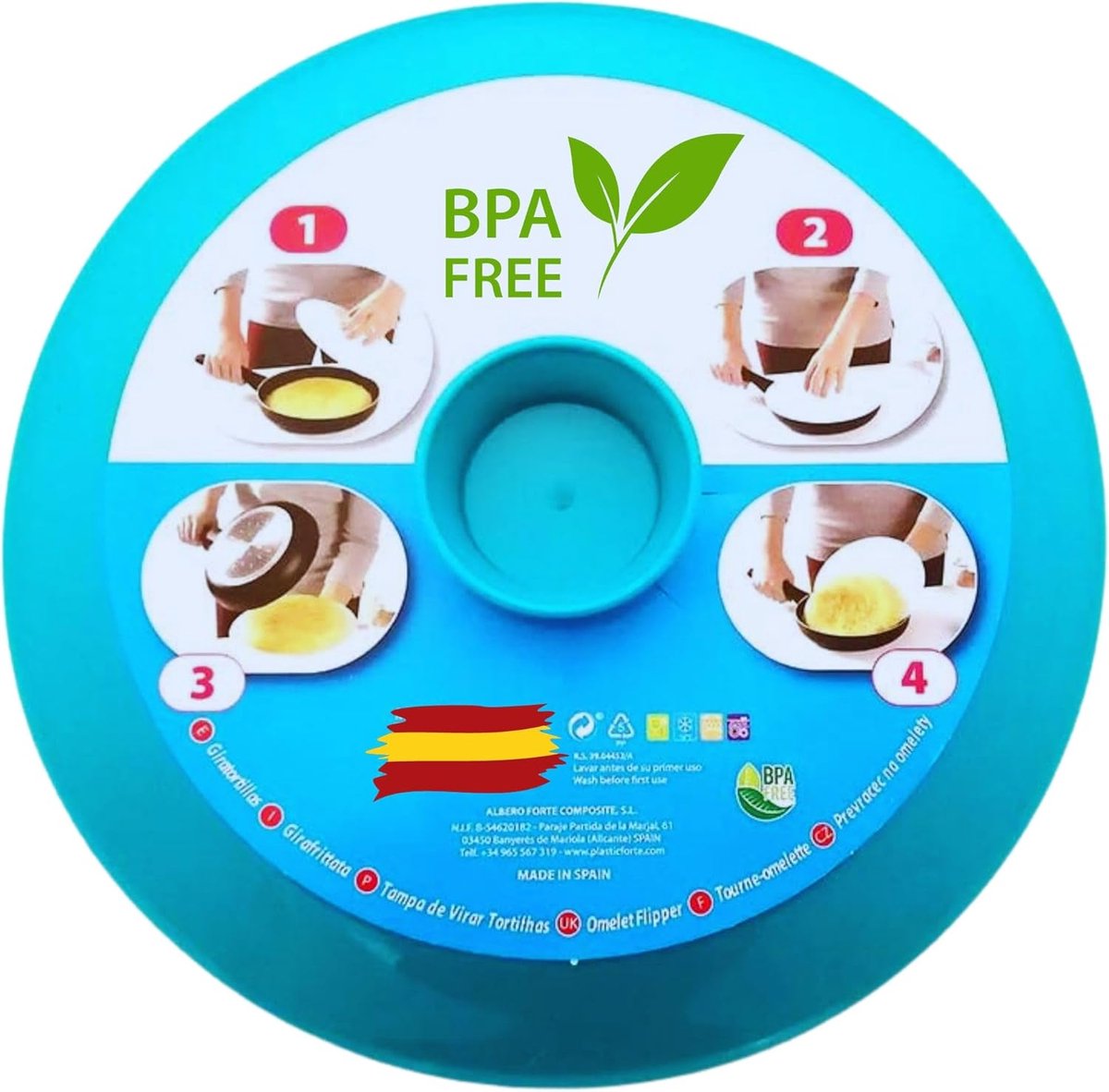 Omelet Spatdeksel - Tortilla Deksel - Perfect Omdraaien - Hittebestendig Handvat - 29 cm - Blauw