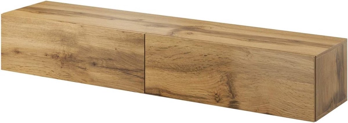 Tv-kast - Wandmeubel Lowboard - Media Opbergen - Push To Open - 180 Cm Lengte - Wotan Eiken