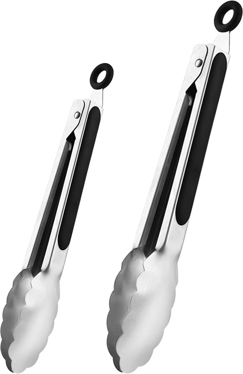 Barbecuetangen - 2 Stuks - Keukentang - RVS - Antislip - Serveertang - Vleestang - Grilltang - BBQ Accessoires - RVS