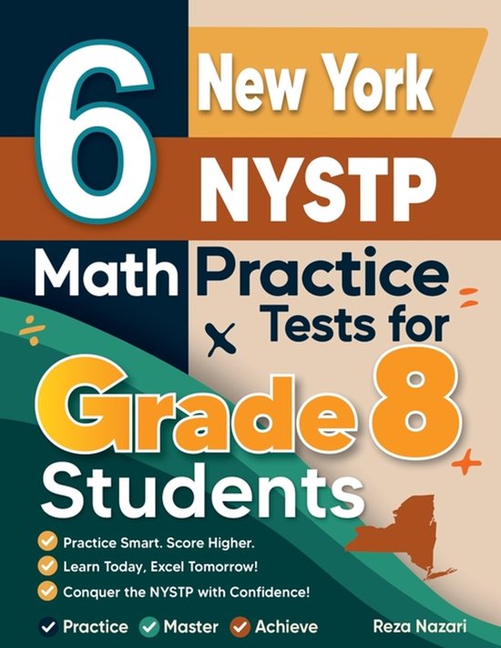 6 New York NYSTP Math Practice Tests for Grade 8 Students - cover
