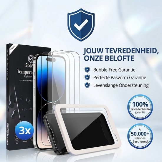 Protecteur d'écran adapté pour iPhone 7 et iPhone 8 - Glas trempé - Tempered Glass - Transparent et résistant aux rayures - Incl. Outil d'installation - 3 pièces