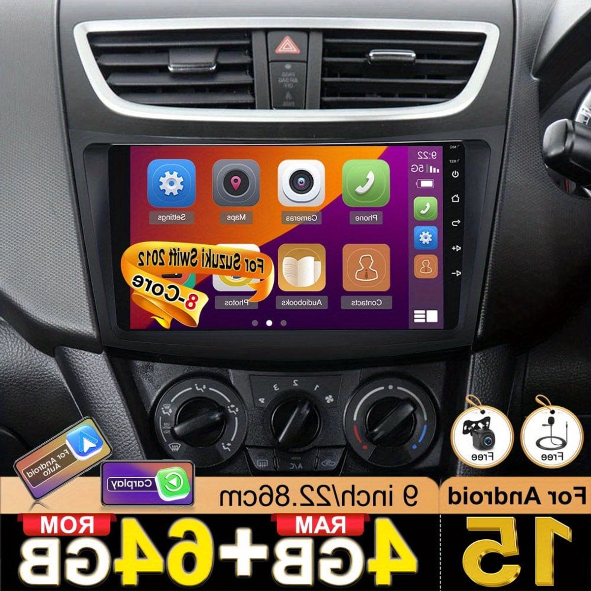 Autoradio – Auto Radio – Multimedia Speler – DAB+ Radio – Inbouw Radio – 9 Inch Touchscreen – Draadloze CarPlay & Android Auto