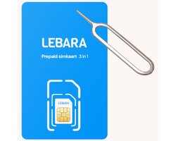 Lebara prepaid simkaart met 5,- beltegoed en handig pinnetje