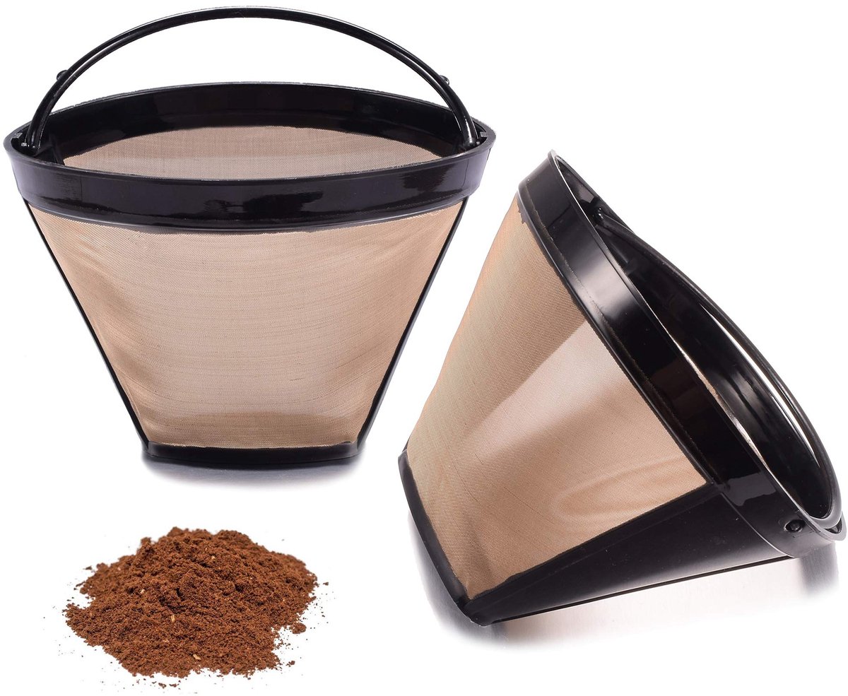 Cuhostki 2 Stuks - Koffiefilter Roestvrijstaal Fijnmazig - Koffiefiltergieter Goud 100 Mesh - Fijn Zeven