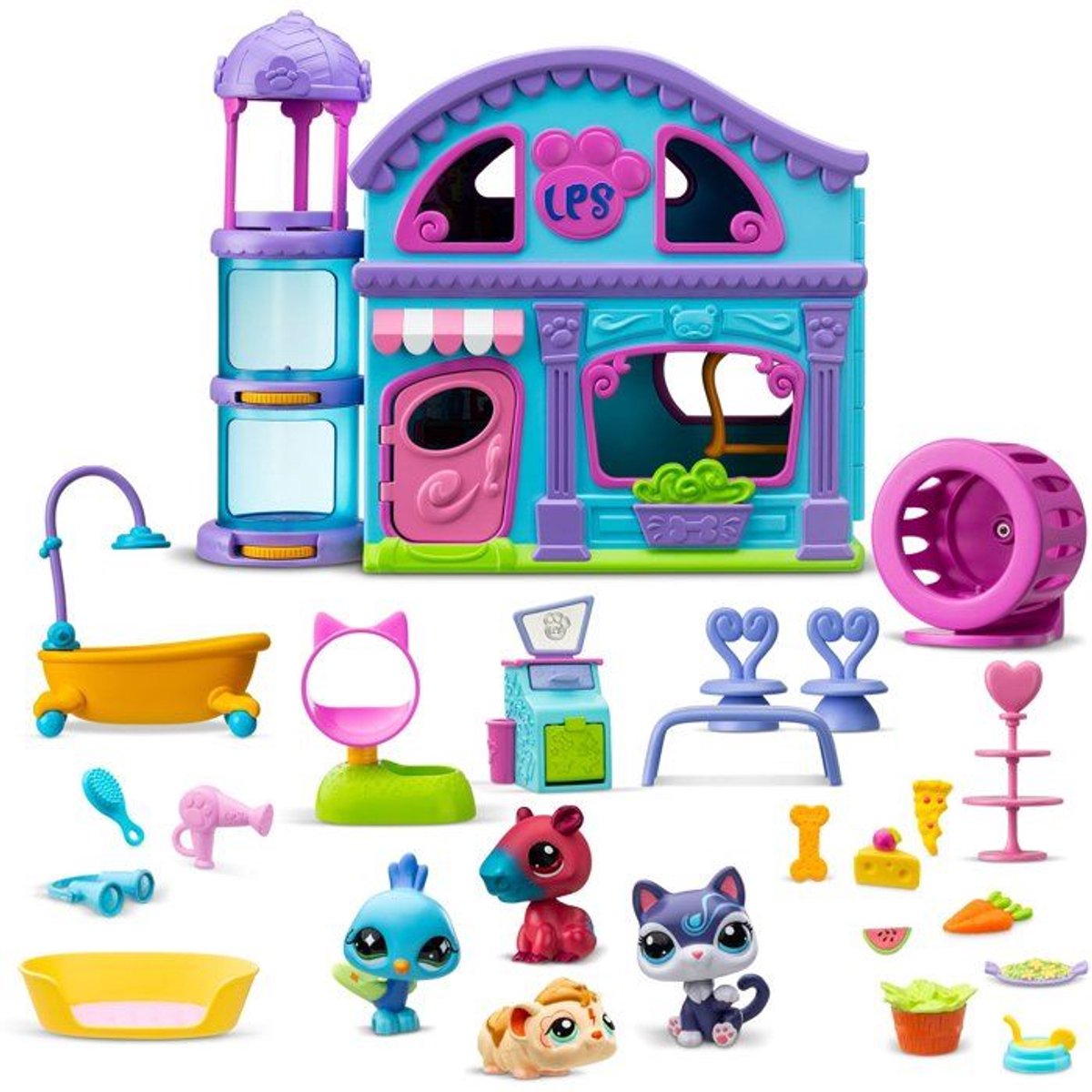 Littlest Pet Shop – Het Grote Deluxe Pet Shop Huis – Speelset met 4 Pet Shops Inbegrepen en + 20 Accessoires – Verzamelbare Mini-diertjes – Kinderspeelgoed 4 jaar en + – BF00596