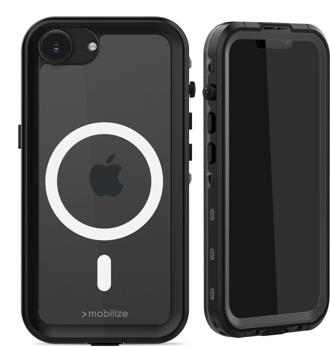 Mobilize Hoesje geschikt voor Apple iPhone 17e Waterdicht MagSafe Telefoonhoesje Hardcase | Mobilize Waterproof Backcover | Geschikt voor MagSafe | Geschikt voor Draadloos Opladen met Magnetische Ring | Geschikt voor MagSafe Case - Zwart