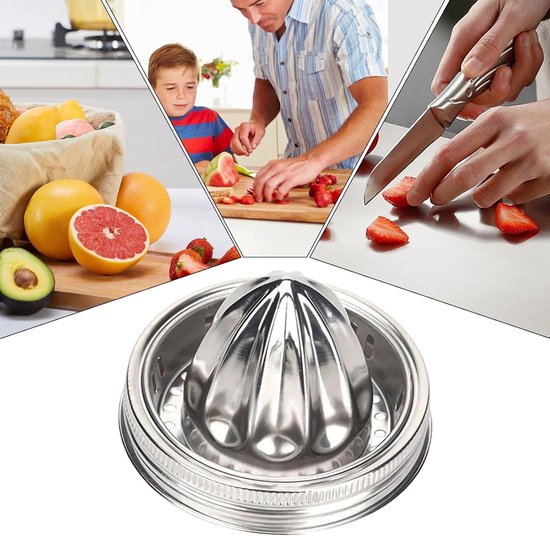 Sapcentrifuge Deksel - Weckpot Accessoire - Verse Dranken Maken - Roestvrij Staal - 8.6 x 6.5 cm - Zilver — afbeelding 5