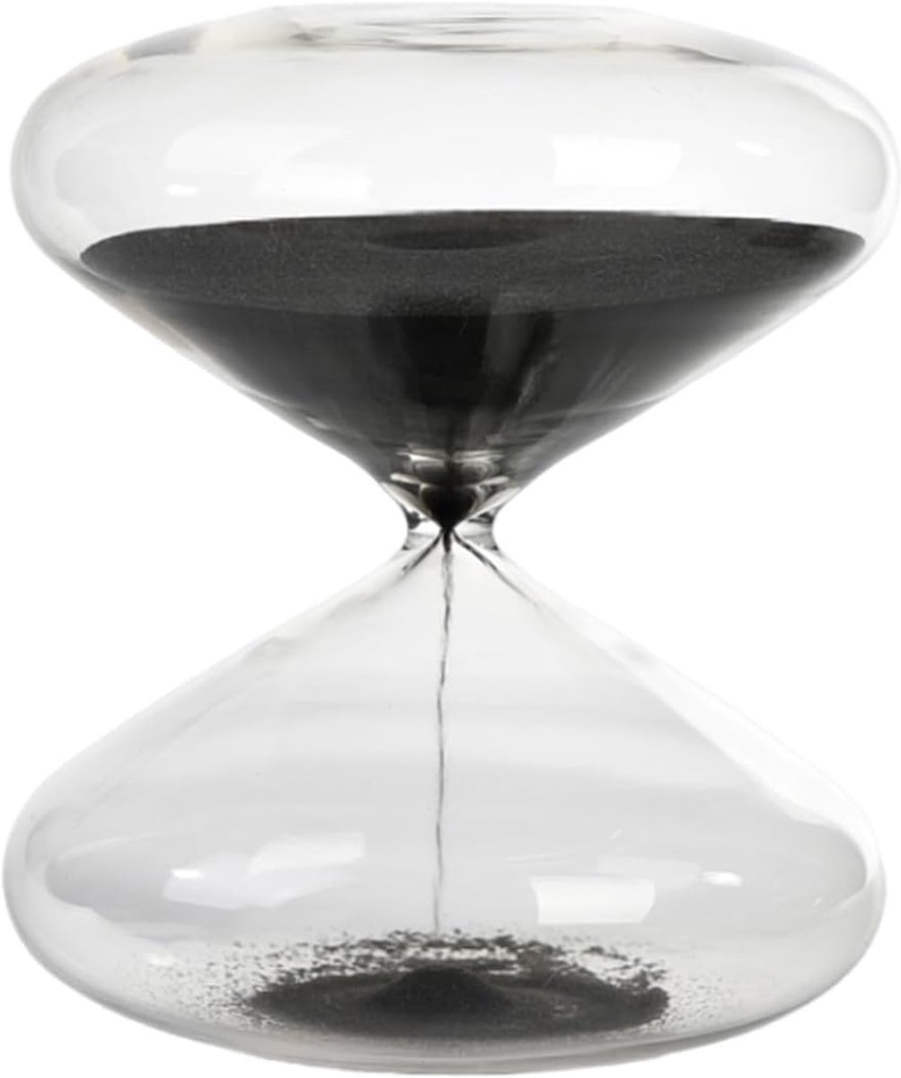 Zandloper Timer - Tijdmanagement Hulpmiddel - Bureau Decoratie - Minimalistisch Design - 12x14 cm - Zwart