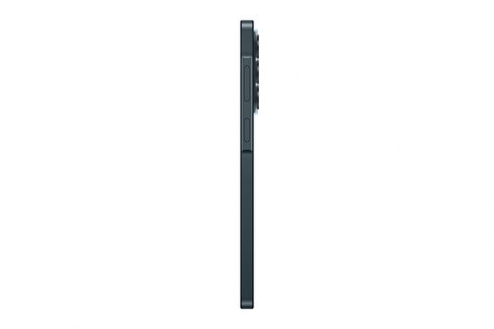 Profielaanzicht van een donkergrijze Samsung Galaxy A37 5G smartphone met camera-unit.