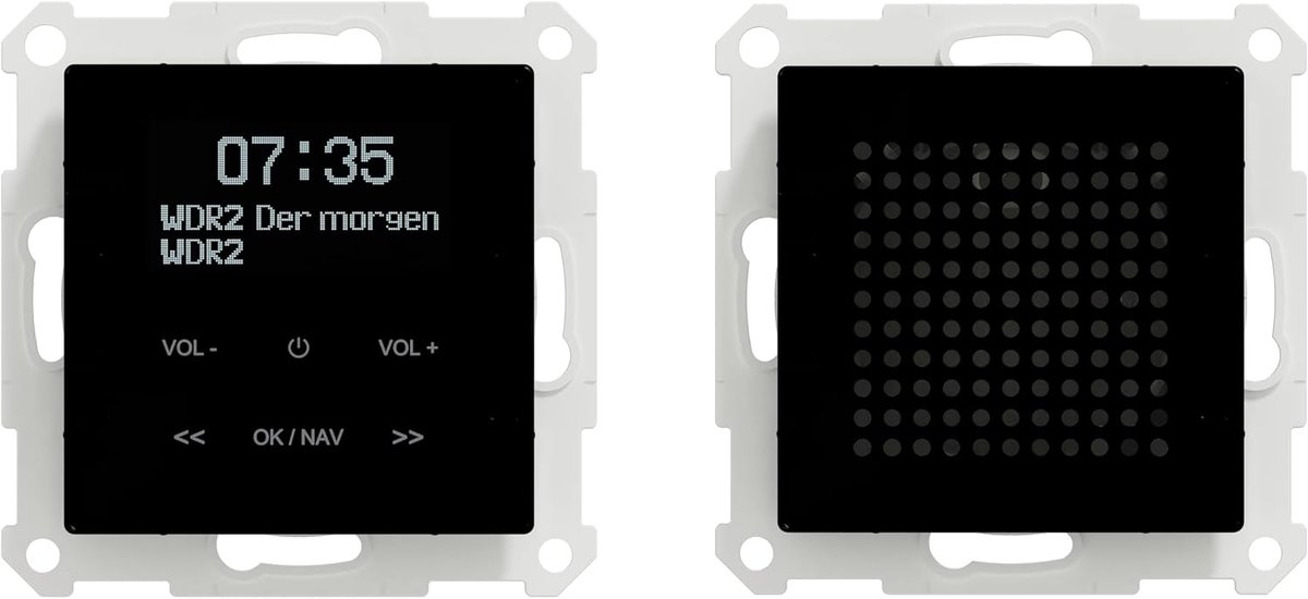 Schneider Electric Merten MEG4375-0303 radio-stopcontacten, set met Bluetooth inclusief luidspreker, voor systeem M Merten, inbouwradio, DAB, wekker, zwart