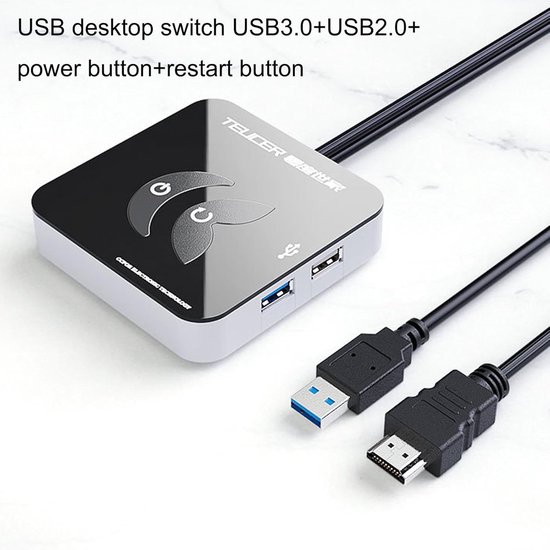 Desktop Aan/Uit Knop - Externe PC Start - Snel Computer Starten - USB 3.0 Interface - 8 cm Diameter - Zwart van Merkloos — afbeelding 2