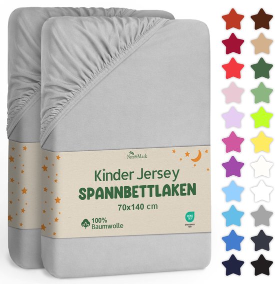 Yukkidds Set van 2 hoeslakens, 70 x 140 cm, mousseline, 100% katoen, bedlaken voor babybed en kinderbed, zacht hoeslaken voor matras en bijzetbed, bruin ballon