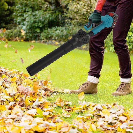 Accu Bladblazer - Tuinreiniger Sneeuwblazer - Gazononderhoud Terras Schoonmaken - Borstelloze Motor Antislip Handgreep - 42x25x11.5 cm - Zwart Blauw van Merkloos	 — afbeelding 5