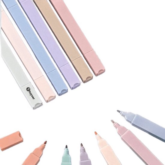 Markeerstiften pastel – Bijbel markeerstiften – Bijbel markers – Rechthoekige Twinmarker dubbelzijdige markeerstiften set – Fineliners Pastel stiften – Markers pastel – Dual-tip markeren met esthetische kleuren – Koel gekleurd