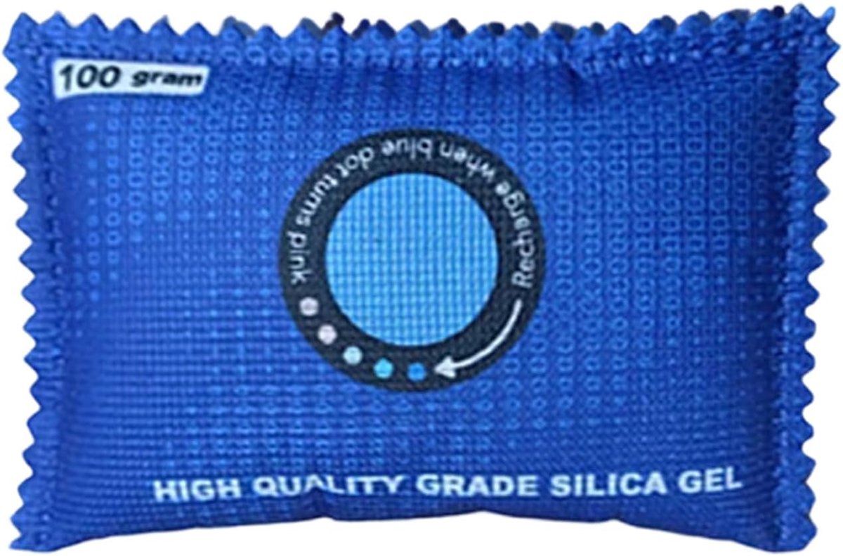 Luchtontvochtiger Zakken - Vochtvangers Herbruikbaar - Kasten en Opslag - Kleurindicatie Vocht - 13x9cm - Blauw