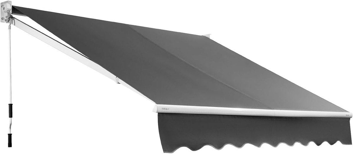 KOMFOTTEU Zonwering met scharnierarm, 295 x 250 cm, luifel voor balkon, terrasluifel met 5-60° instelbare hoek, uv-bestendig en waterafstotend, zonwering met handslinger, aluminium/polyester