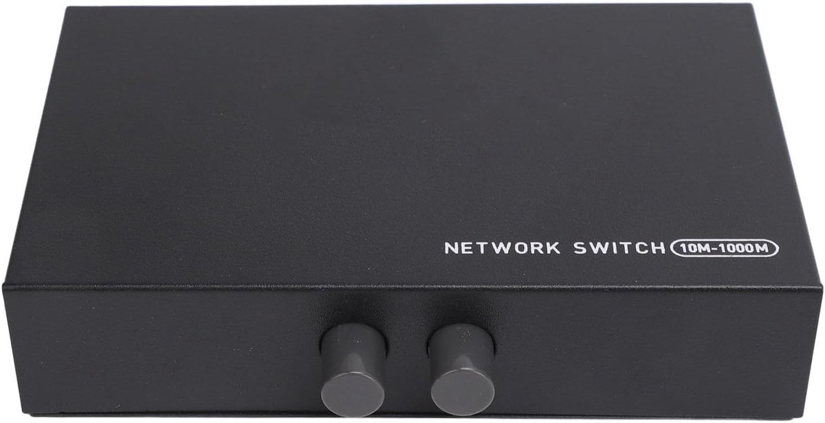 Netwerk Switch Splitter - RJ45 Selector Hub - Netwerk Apparaten Schakelen - Metalen Behuizing Duurzaam - 100 1000M - Zwart