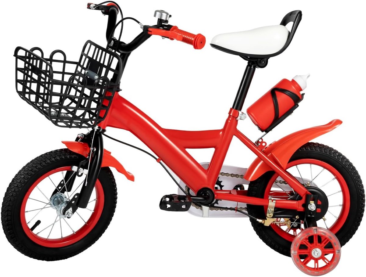 Kinderfiets 12 inch sfiets Leren fietsen Met steunwielen 80-95 cm lengte Rood geel blauw