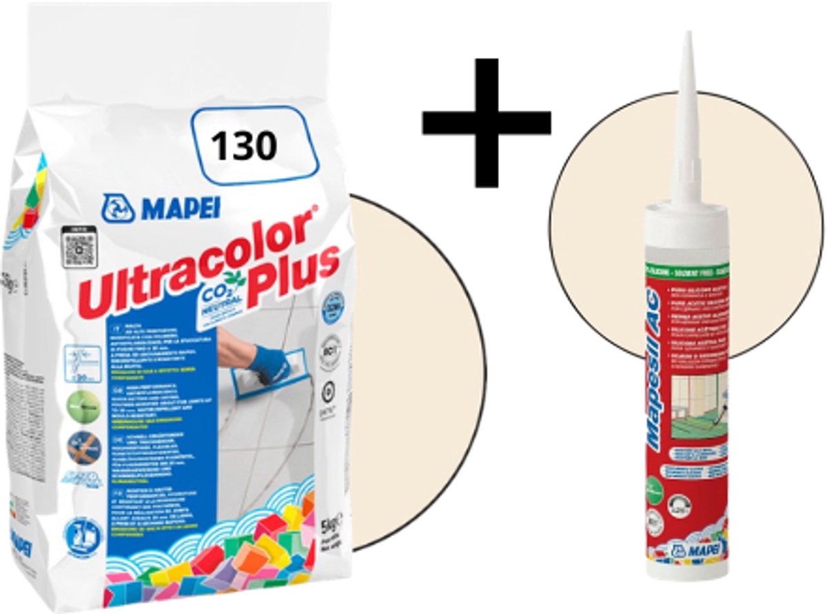 CombipakketMapei Ultracolor Plus kleurcode 130 + siliconen kit kleurcode 130