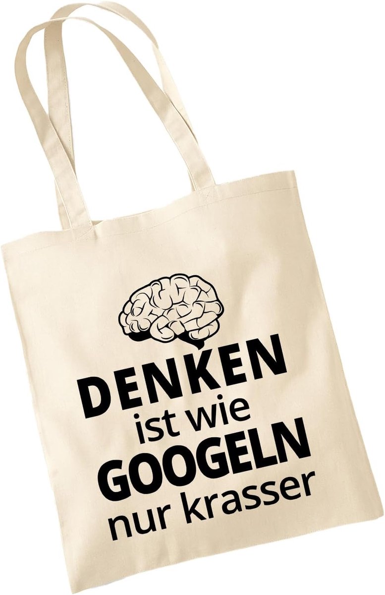 Katoenen Tas - Draagtas Stoffen - Boodschappen School - Met Tekst - 38x40cm - Natuurlijk