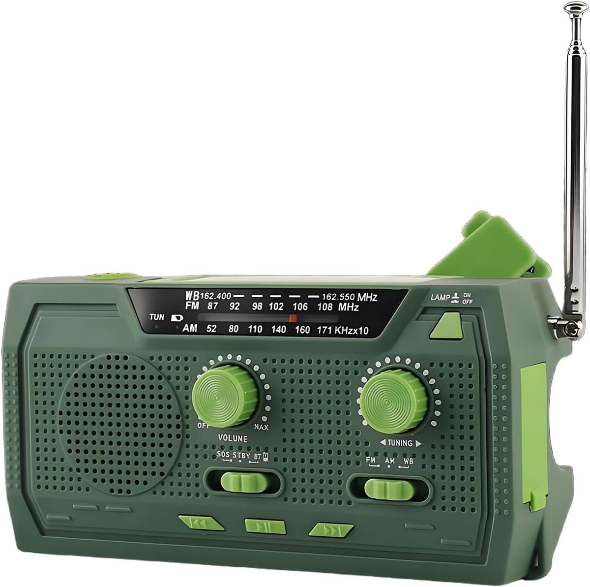 Draagbare Radio - Noodradio Zwengel - Kamperen Noodgevallen - Met Zaklamp - 14.5 x 7.3 cm