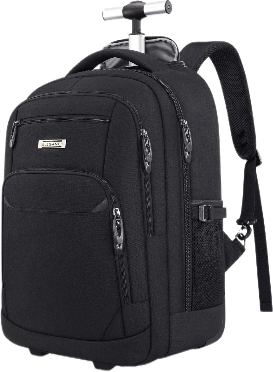 Eleganci® Travel Rugzak - Trolley Laptop 18 inch - Handbagage - USB - Zwart
