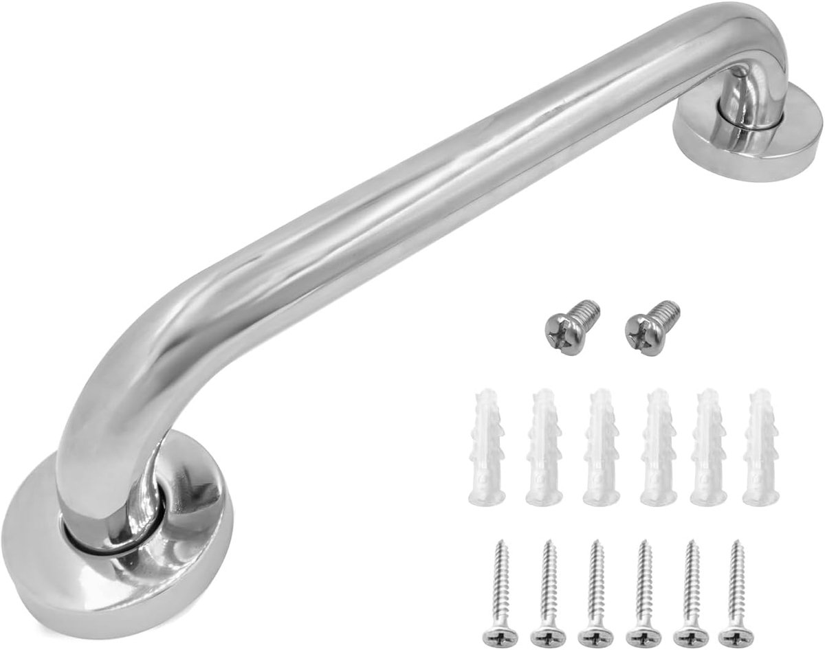 Badkamer Handgreep - Veiligheidshandgreep Douche - Veiligheid Ondersteuning - Roestvrij Staal - 30 cm Lengte - Zilver