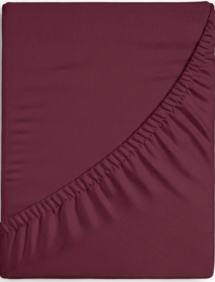 Linea - Hoeslaken - Katoensatijn - 450 TC - Katoen Satijn - 90x220 cm + 28 cm - Bordeaux